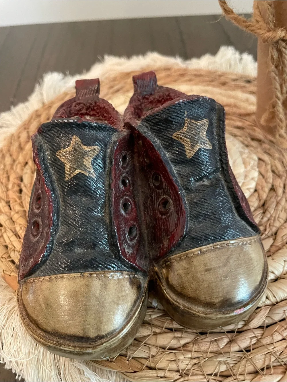 Decorative Star Accent sneaker burgundy and blue nursery decor